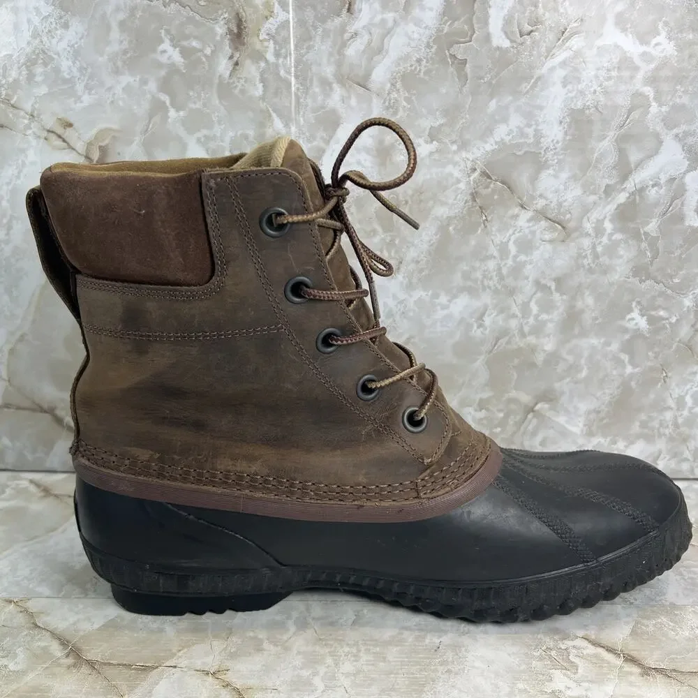 Sorel Cheyanne II Brown Leather Lace up Waterproof Duck Boot Mens Size 13